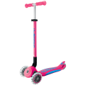 Globber Dětská tříkolová koloběžka Primo Foldable Plus- svítící kola - tmavě růžová