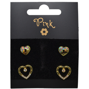 Pozlacené náušnice SET 4 ks SRDCE