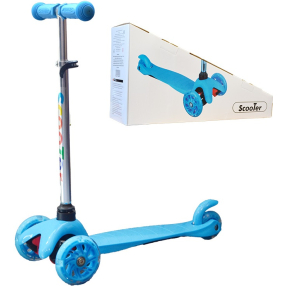 Dětská tříkolová koloběžka SPORT svítící - modrá