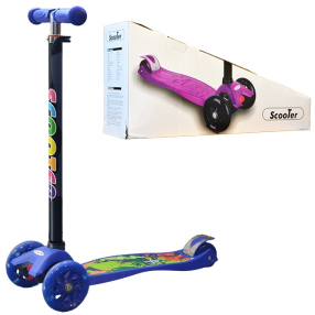 Dětská tříkolová koloběžka svítící - modrá