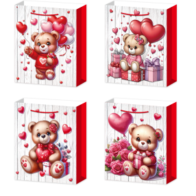 Dárková taška L - Medvídek se srdíčky