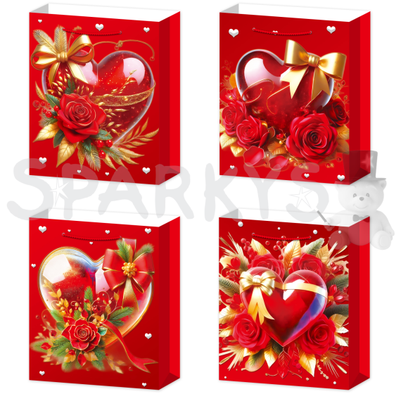 Dárková taška L - Srdce s mašlí                    